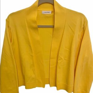 SOLD Calvin Klein yellow open bolero style cardigan 3/4 sleeve size L - EUC